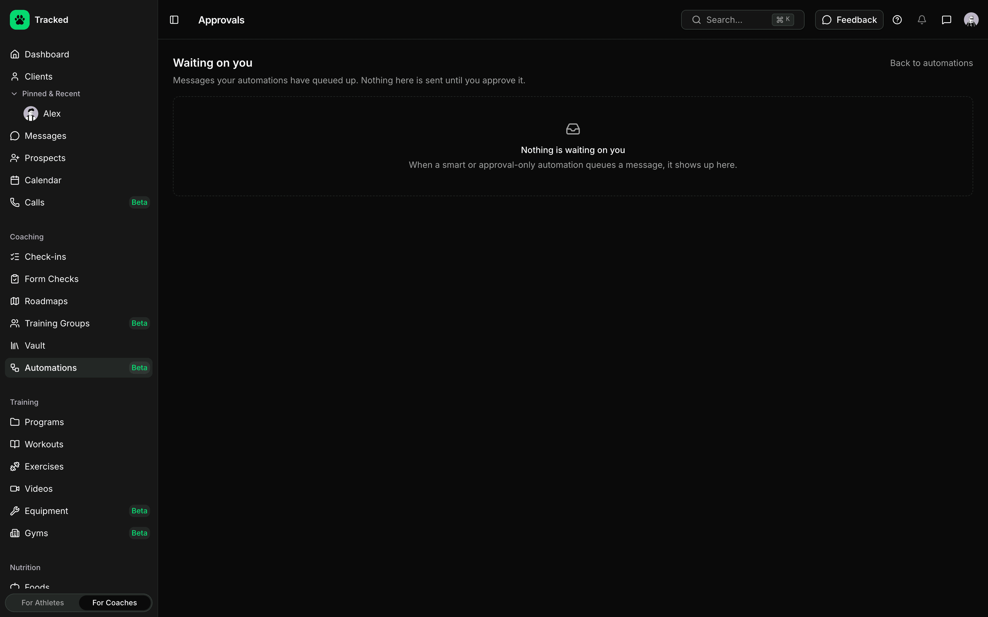 Approvals inbox for queued automation messages