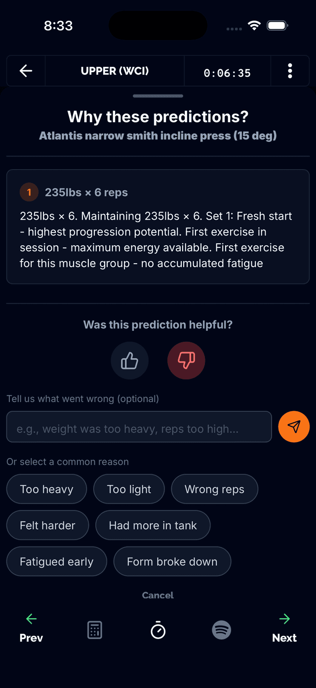 Fatigue-aware prediction adjustments