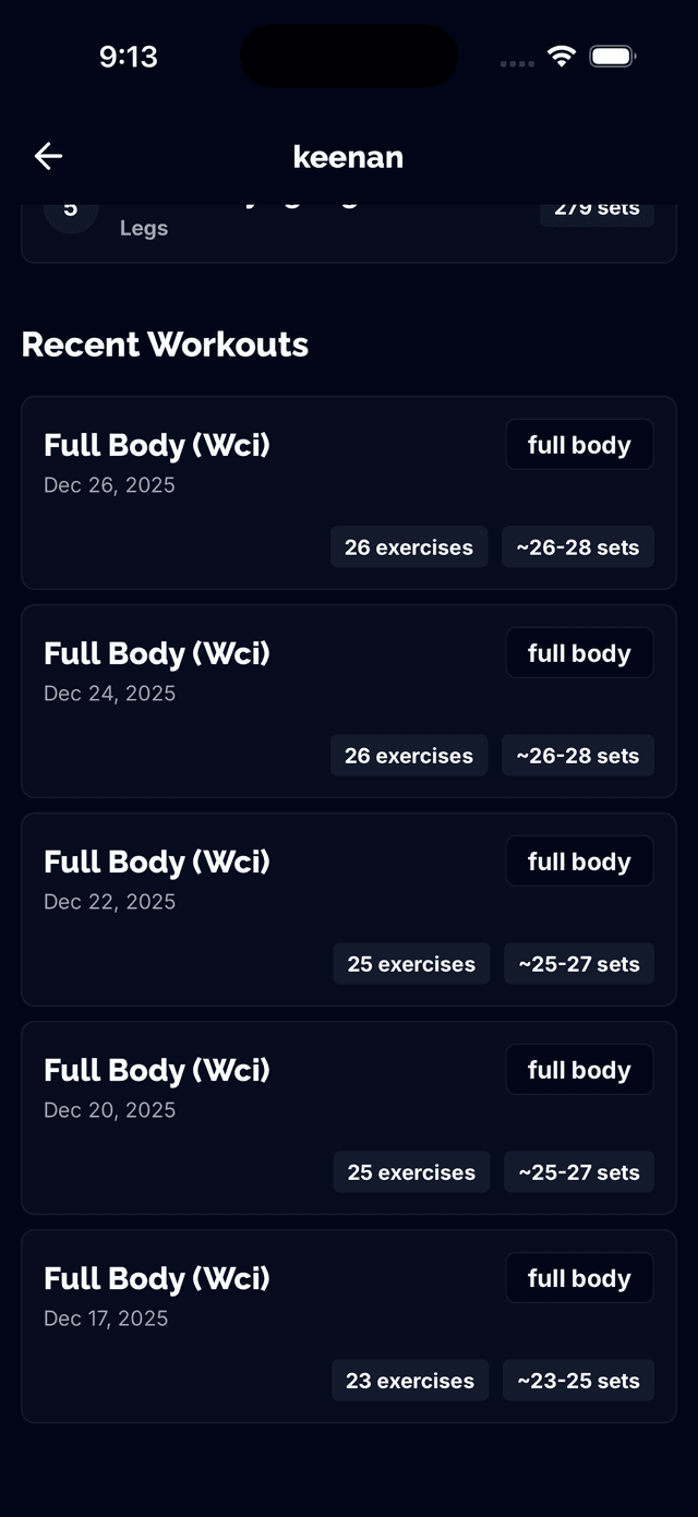 Sharing workouts and programs with friends