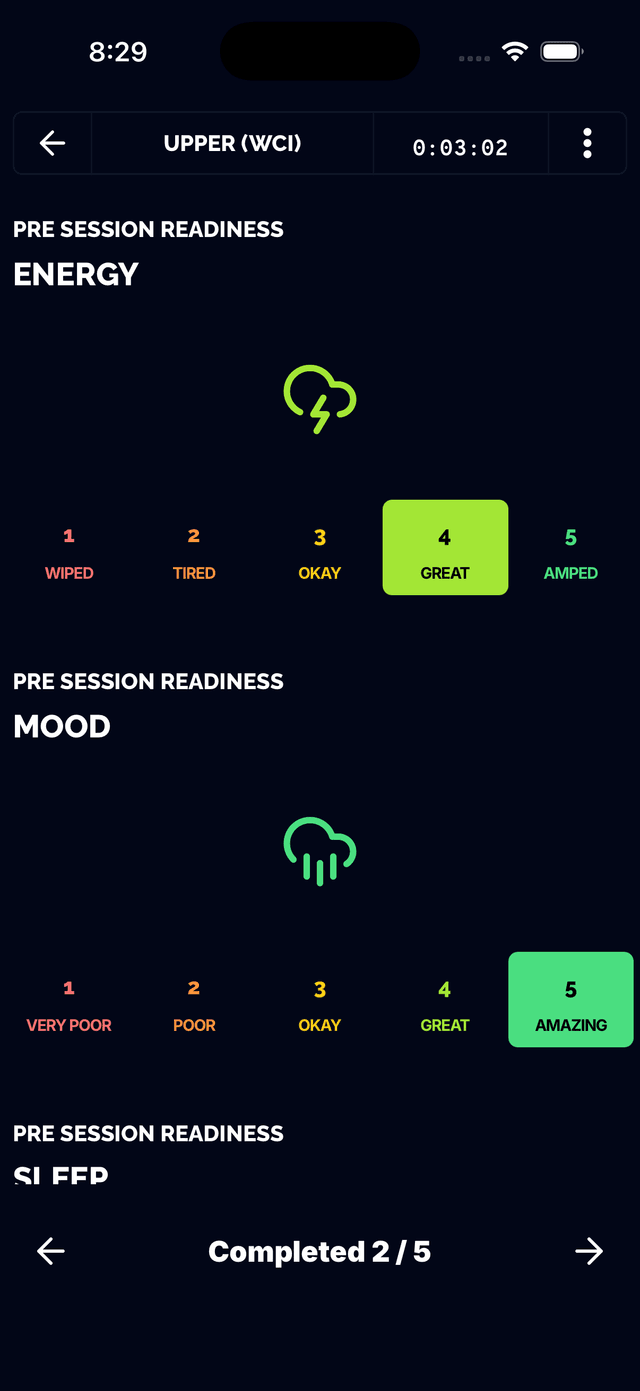 Readiness survey interface