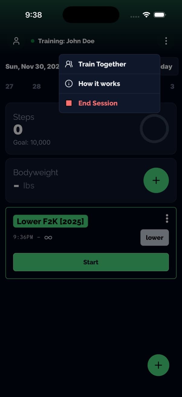 Train Together mode for real-time coach and athlete sessions