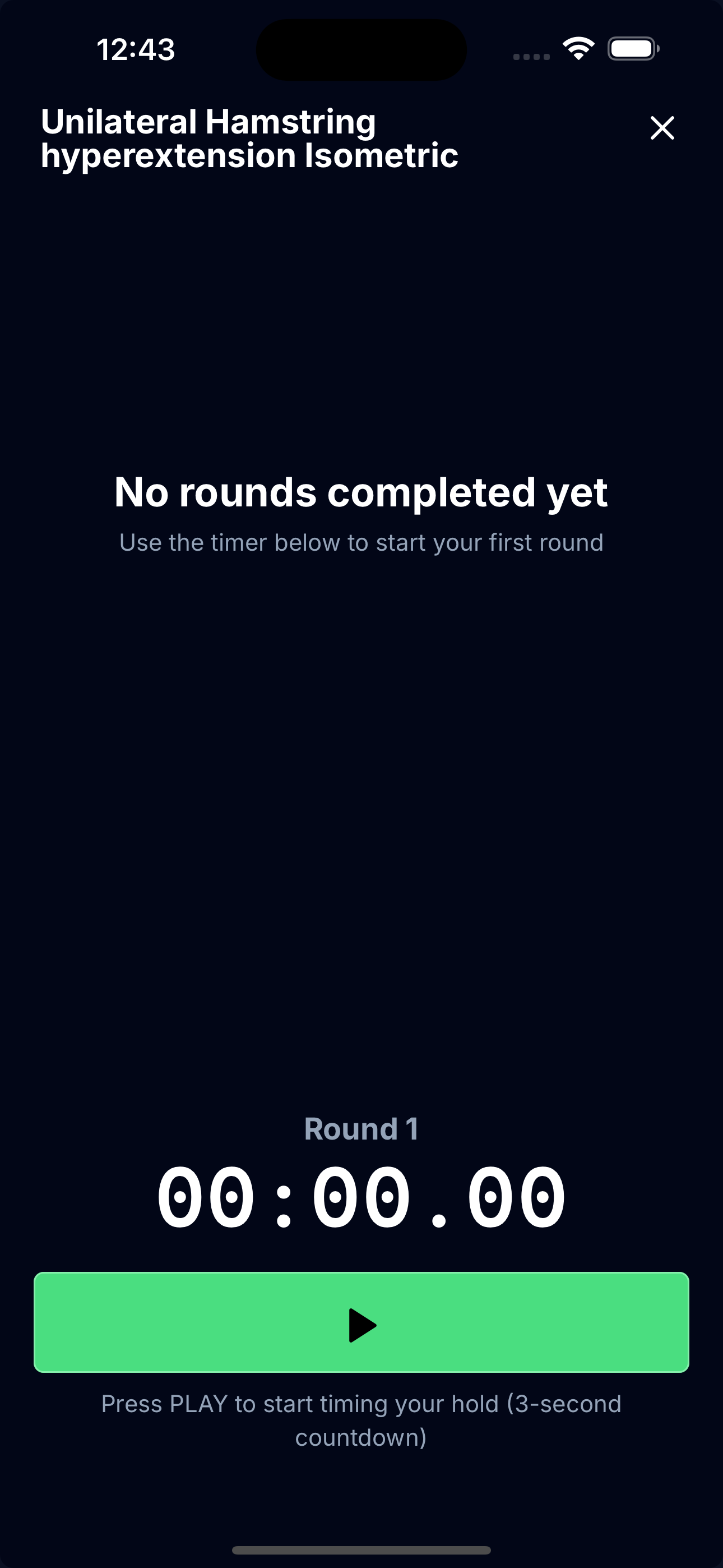 Interface de temporizador para acompanhamento isométrico